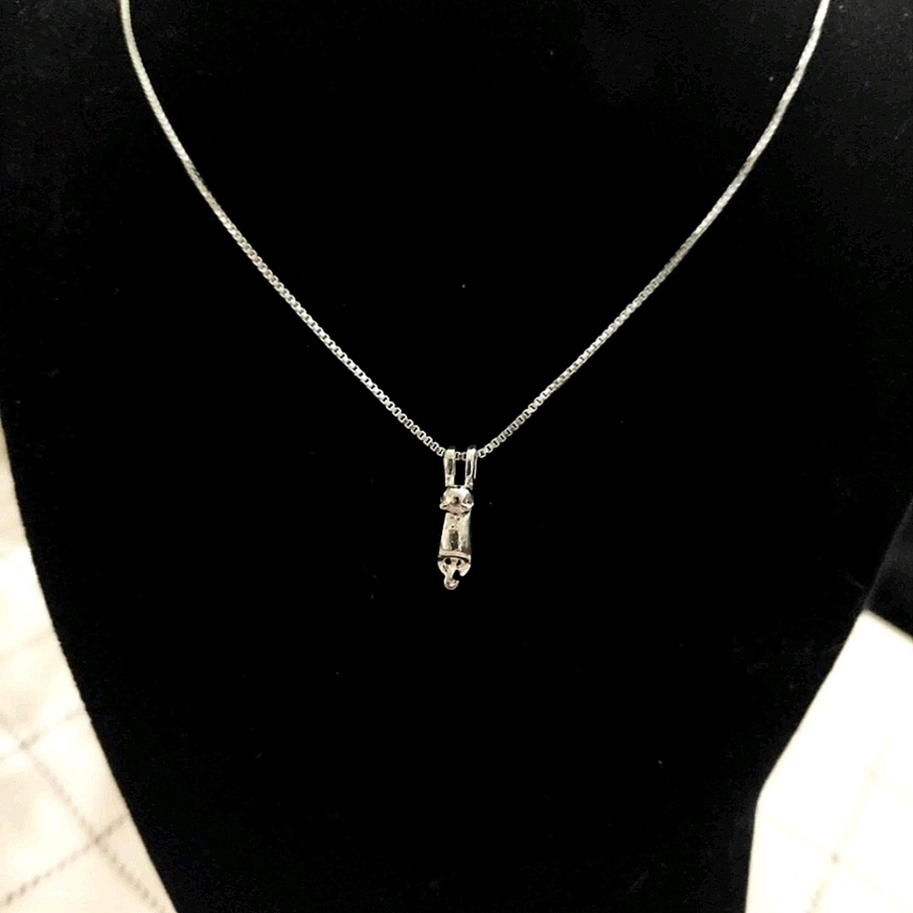 925 Cat Charm and 16" Adjustable Chain in 925 SS